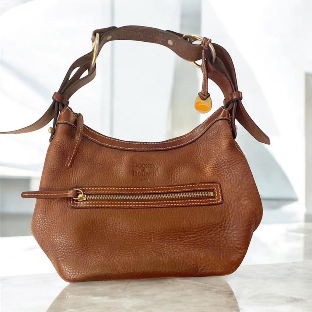 Dooney & Bourke I Bag Vintage Saddle Hobo Gold Accents